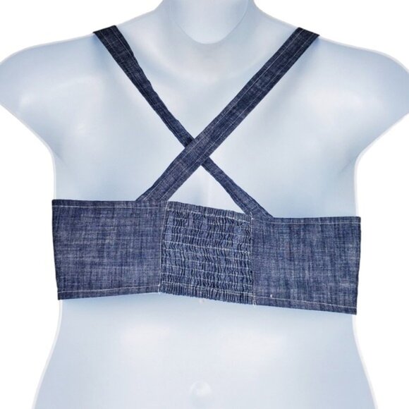 Urban Outfitters Womens Cindy Sleeveless Blue Chambray Bra Top Size M - Picture 2 of 6